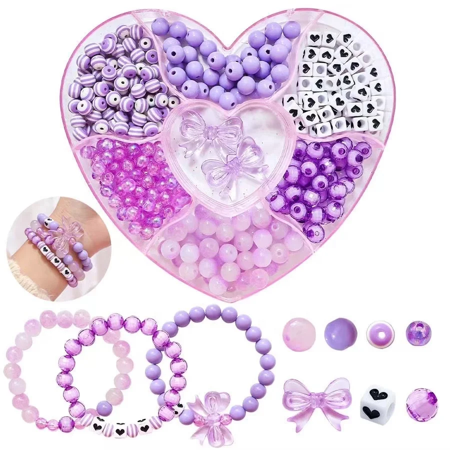 Diy for kids Jewelry accessories Beaded material Hand beaded Pendant bracelet Love gift set
