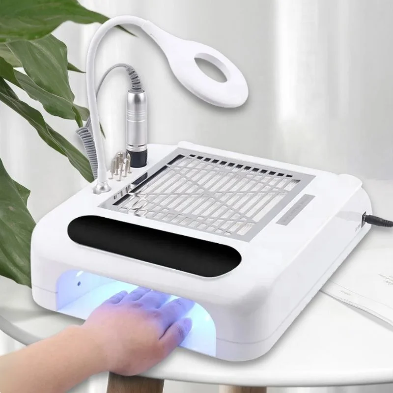 6 in 1 Multifunction Polishing 35000rpm Nail Drill Machine Vacuum Cleaner Lamp Storage Box Hand Pillow Machine UV LED Nail Lamp