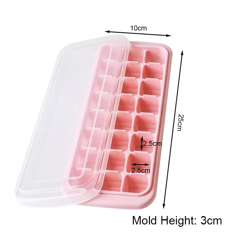 24 cavity silicone square ice cube mold with PP lids