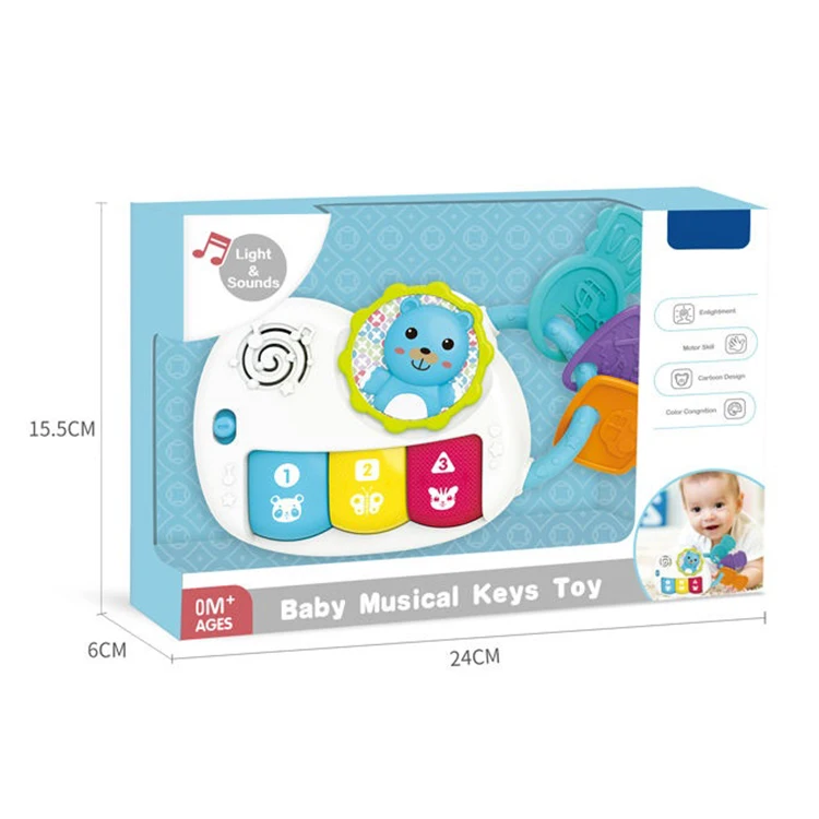 Baby musical keys toy educational infant piano toy sensory baby teether toys with music light