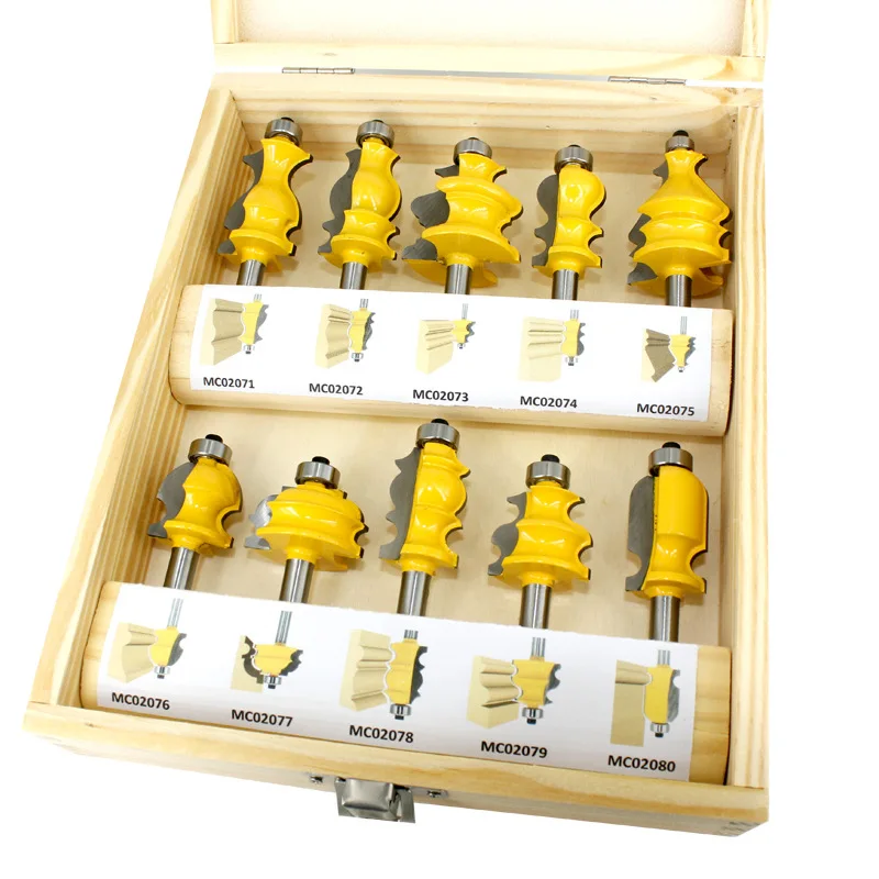 10Pcs Hinge Boring Wood Forstner Drill Bit Set with Continous Cutting Edge in Wood Box for Wood hole