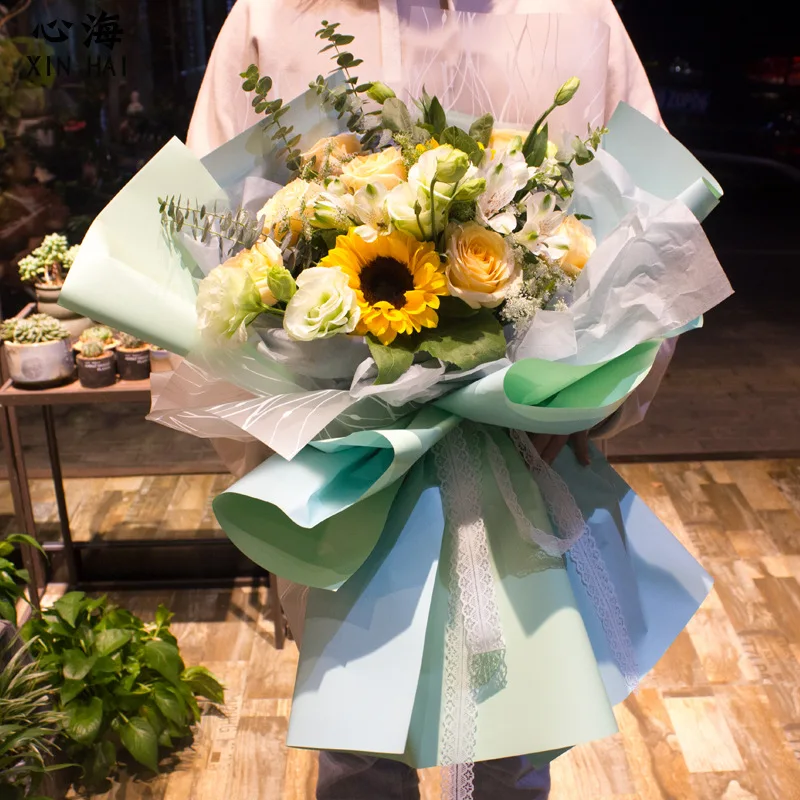 2022 двухцветная Водонепроницаемая утолщенная подарочная упаковка оберточная бумага для букета флористиста рождественских