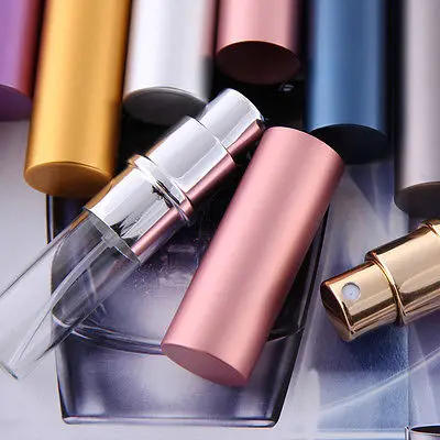 Custom Portable 5ml Small Mini Travel Aluminium Refillable Perfume Atomizer Hand Sanitizing Spray Bottle With Color Packing Box