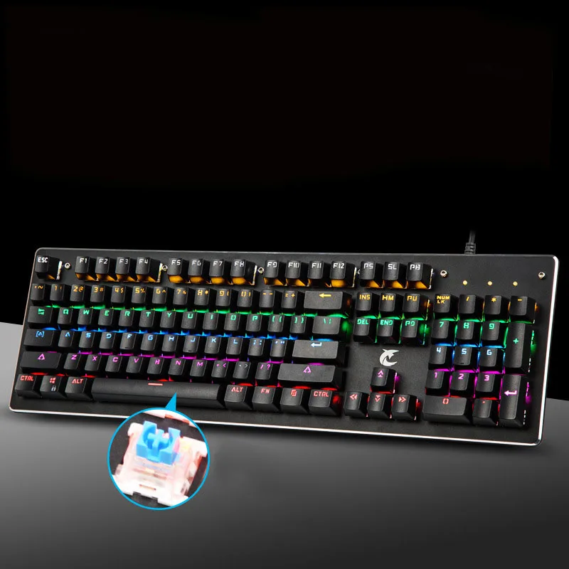 Hot selling K100 104 keys RGB  USB LED Axis E0285 gamer Gaming Wired rgb desktop mechanic Keyboard