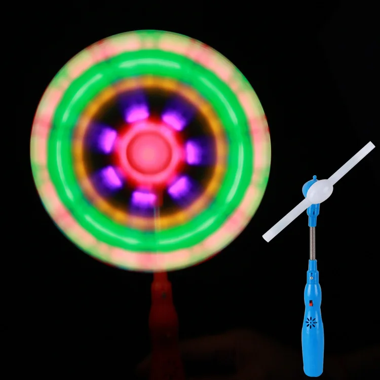 Children Party Gift Glow In The Dark Led Spinning Toys Wand Flashing Music Light Up Kids Toys Led Windmill
