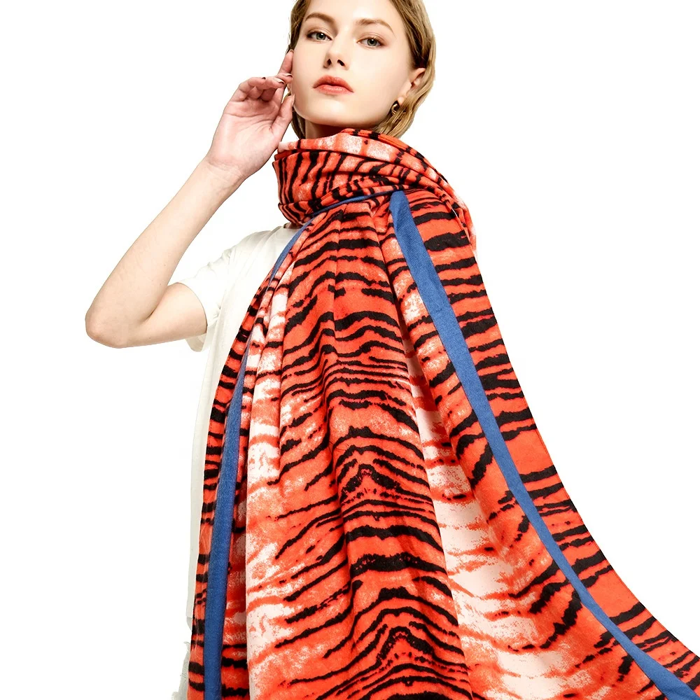 Cotton Embroidery African Scarf Red Scarves Tiger Scarf