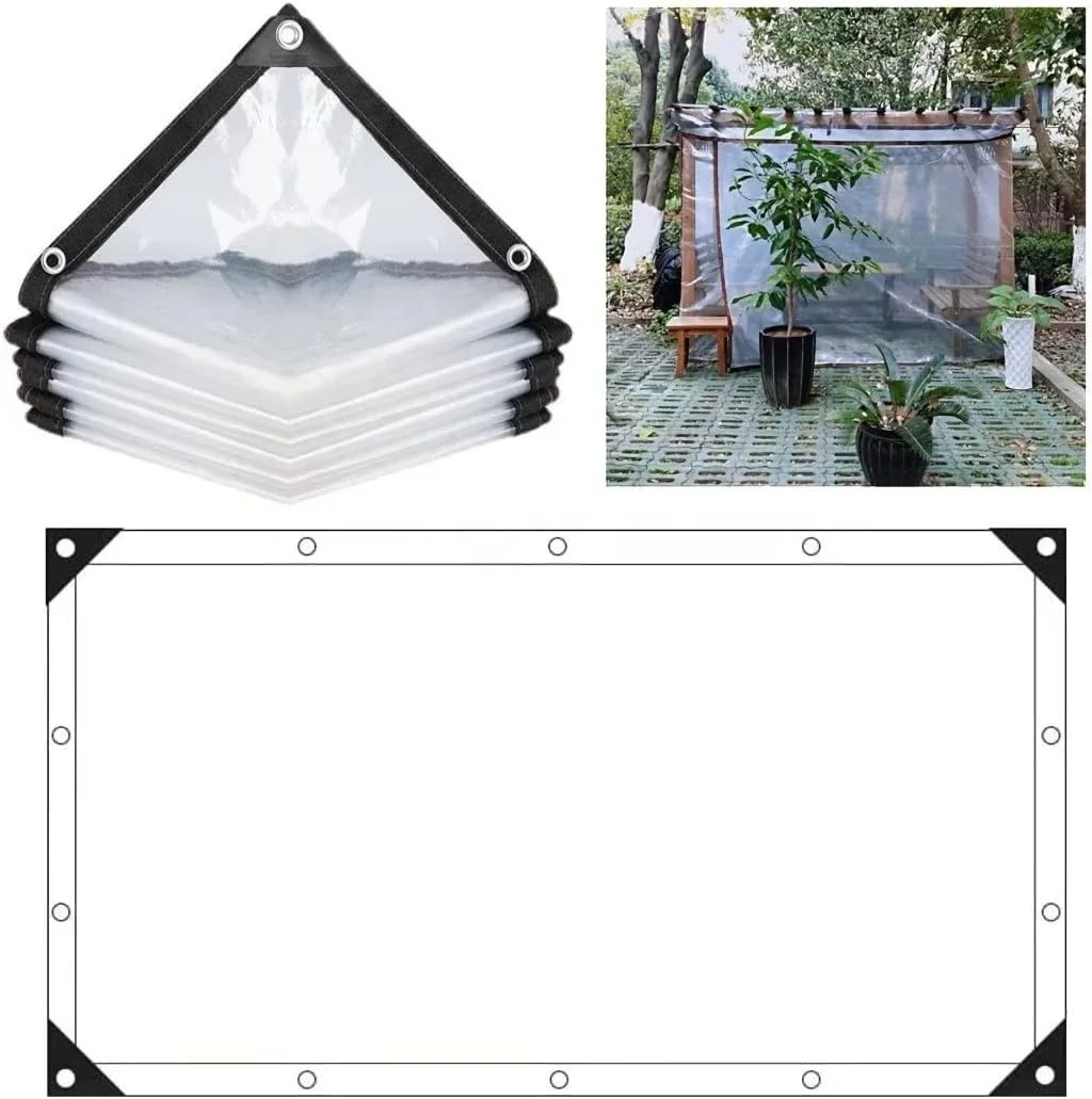 Transparent Waterproof Tarpaulin with Eyelets Plant Cover Poly Tarp Garden Rainproof Garden Plant Outdoor Clear Plastic Tarp