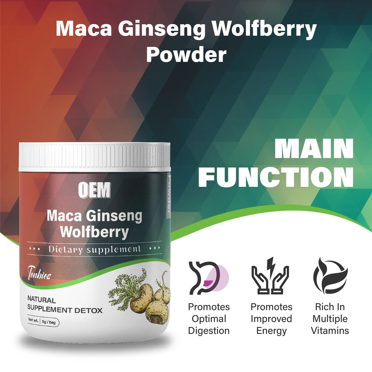 Лидер продаж порошок женьшеня MACA wolfberry органический корня мака с фирменной смесью Goji для мужчин энергия и либидо