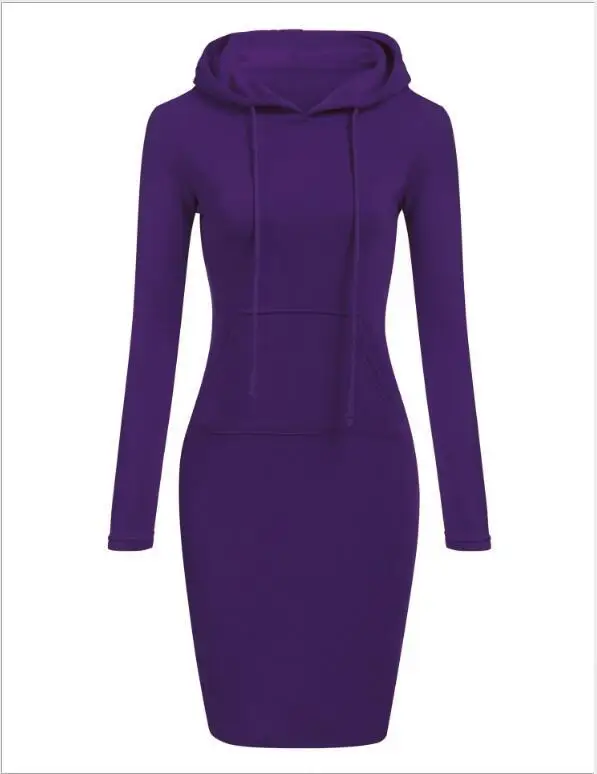 XWJ106 hot selling Solid Color Knitted Autumn Winter Women Hoodie Dress Women