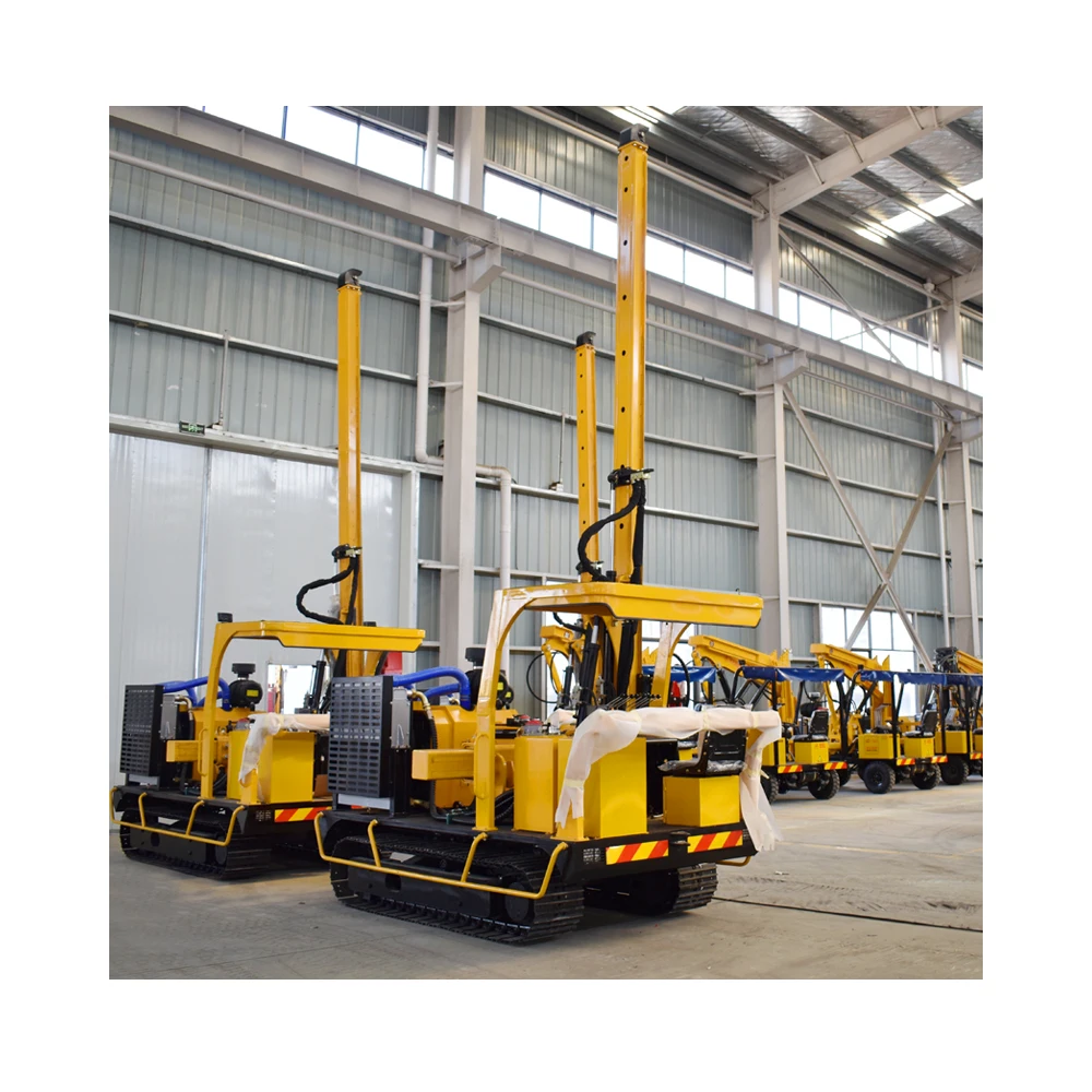 With GPS  and efficient pile driver with hydraulic system, lighting system, 4 different functions for solar projection