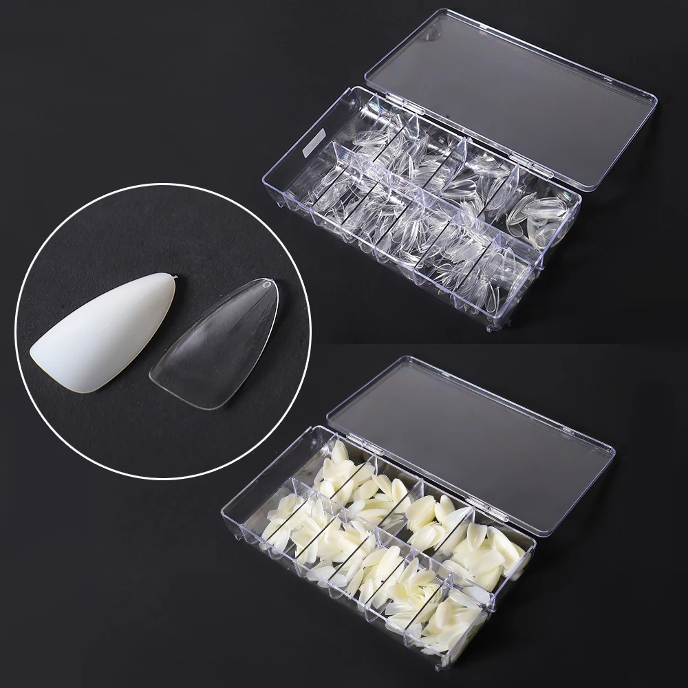 Wholesale 500 pcs Box Designed Stiletto Press On Nails Long Drop Shape Ballerina Clear Fake Nail Artificial Press On Nail