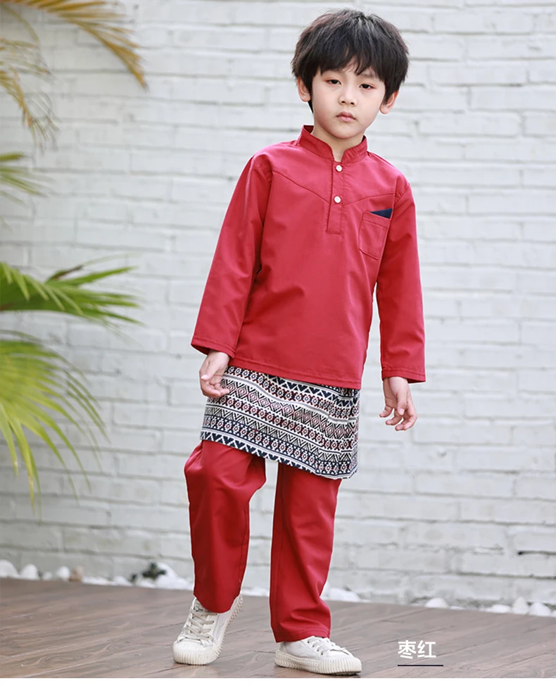 New Style Fashional Baby Boy Muslim Kids Clothes Designed 7-12Y Children Baby Muslimah Clothing Sets
