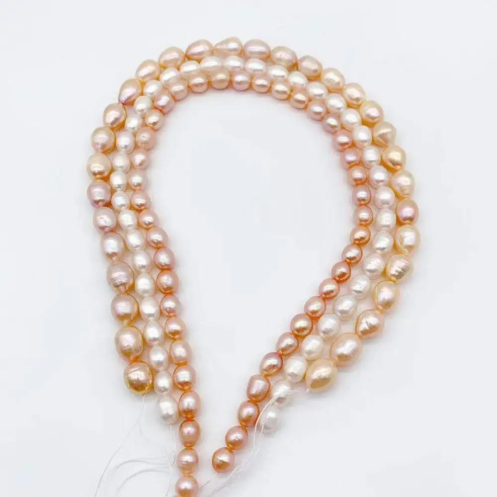 
8-9mm best design pink natural freshwater pearl rice loose beads in pearls jewelry 