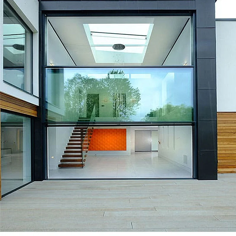 China Automatic Vertical Sliding Guillotine Glass Window Systems Vertical Opening Closing Aluminum Window