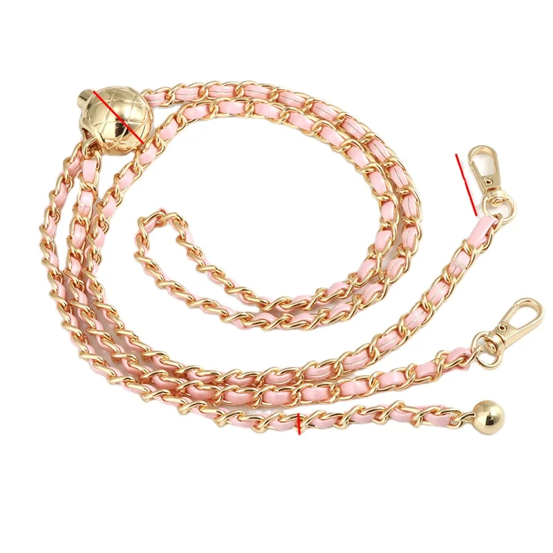 Bag Accessories Bag Chain DIY PU Leather Metal Bags Strap Adjustable Shoulder Belt Chic Golden Ball for Crossbody Replacement