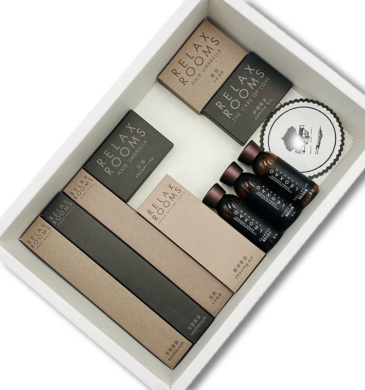 Custom 5 Star Disposable hotel amenities for Hotels Guest Toiletries Kit