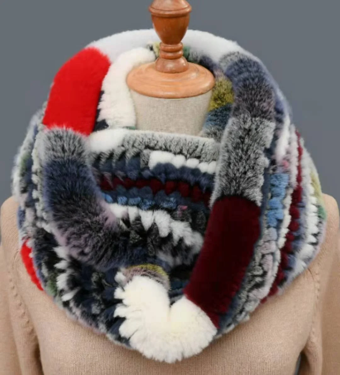 Winter New Luxury Warm Rex Rabbit  Fur Fluffy Furry Women Fur Scarves Ladies Soft Volume Neck Ring Scarves