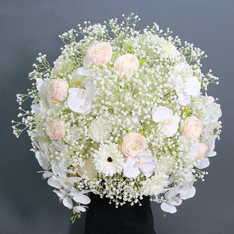 White Flower Ball Gypsophila Rose Orchid  Flower  Ball Floral Arrangement Wedding Table Centerpiece Decor Party Props