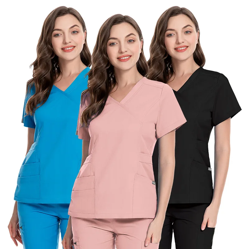 Hot Sale Custom V-Neck Short Sleeved Surgical Suit Polyester Nursing Scrubs Uniforms Sets for Hospitals Available in M L Sizes