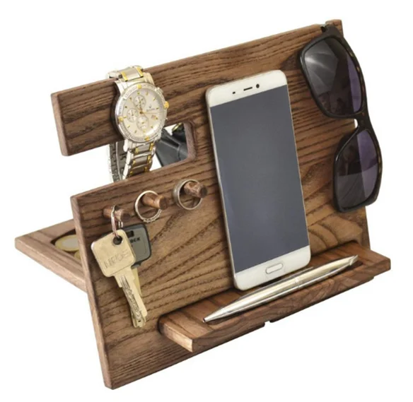 Natural wooden   keychain wallet coin watch glass mobile holder stand