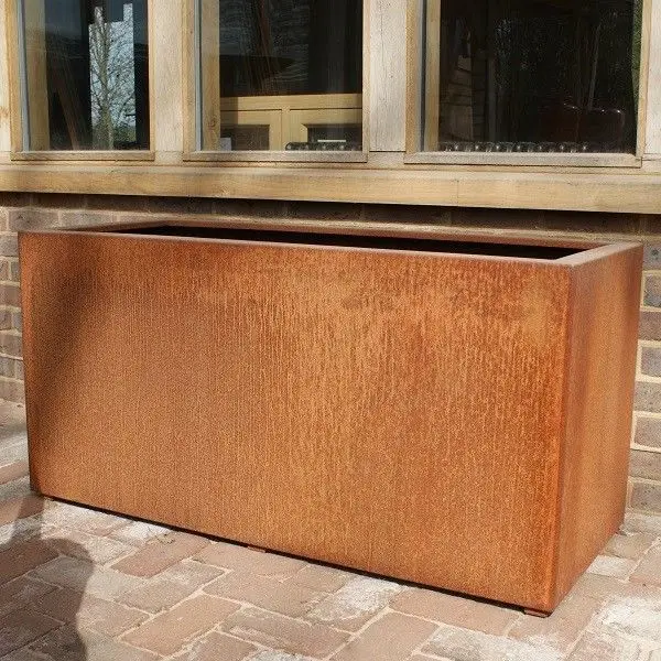 Large Modern Sphere Plant Box Metal Flower Pot Garden Rusty Bespoke Corten Steel Planter Box