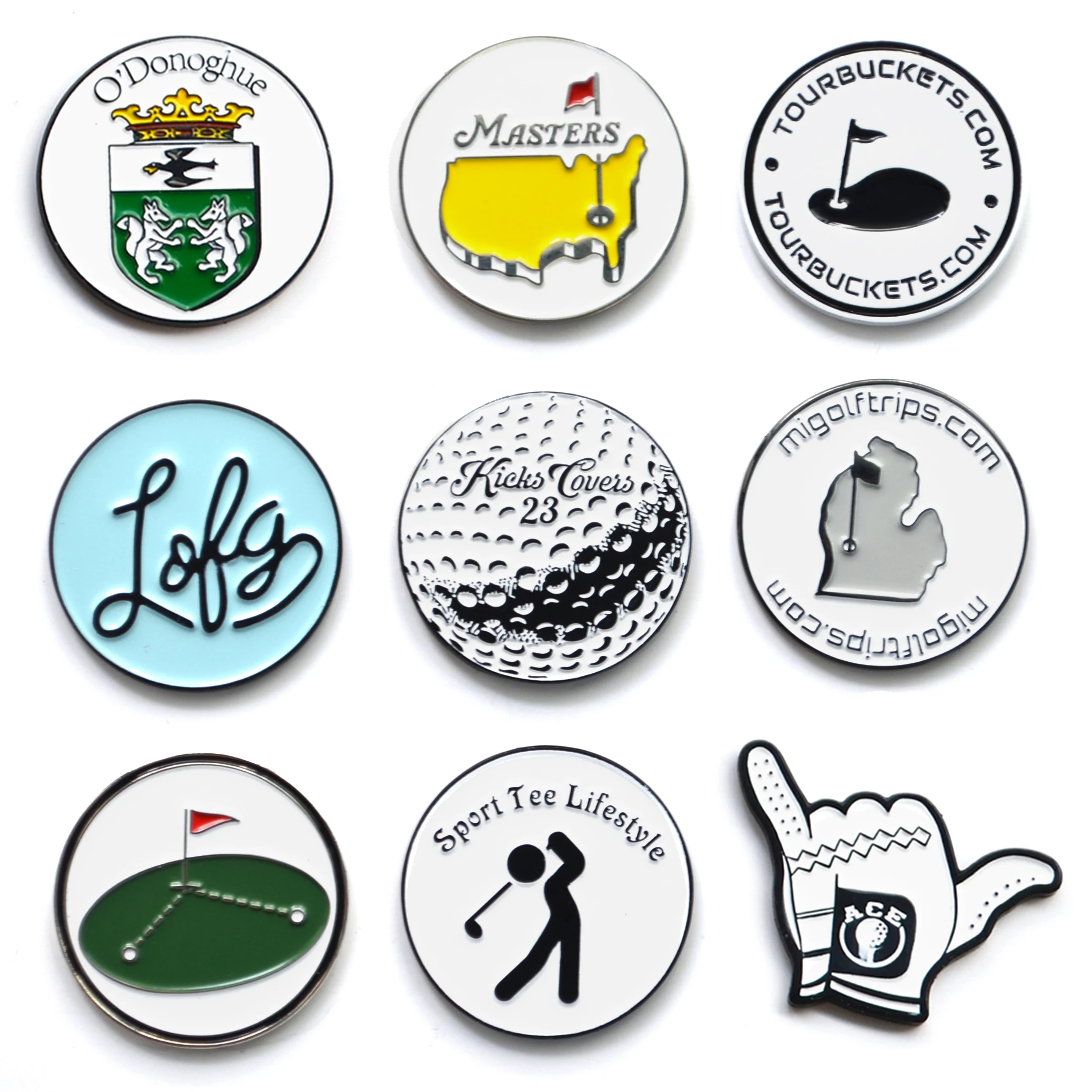 High Quality Custom Three Pieces Magnetic Golf Hat Clip Ball Marker Hat Clips Metal Golf Accessories