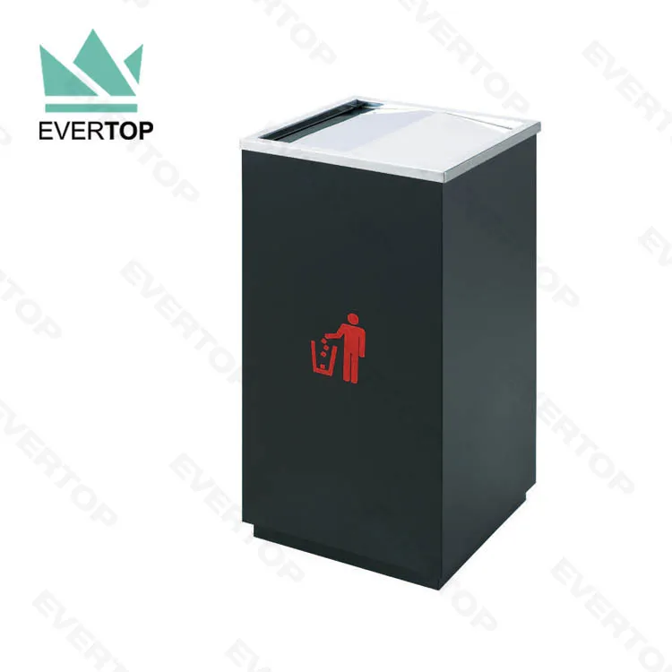 DB-34G Swivel Lid Square Trash Can Bin, Swivel Top Stainless Steel Square Trash Can Swing Turn Top Square Trash Bin Trashcan