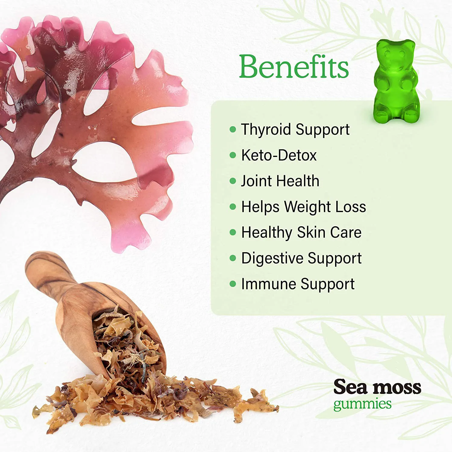 Organic Sea Moss Gummies Vegan Keto Superfoods Immune Boosting Irish Sea Moss gummies Gel Powder Burdock Root Diet Supplements