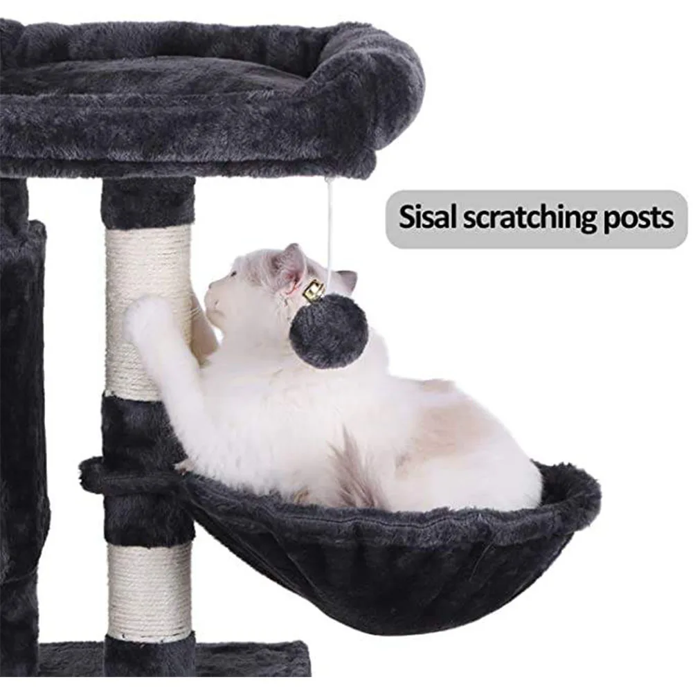 Multi-Level Cat Tree Condo with Sisal Scratching Posts Perches Houses Hammock and Baskets Cat Tower Furniture