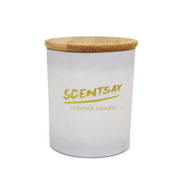 White matte/frosted glass candle jar custom fragrance scented feature candle for home decoration