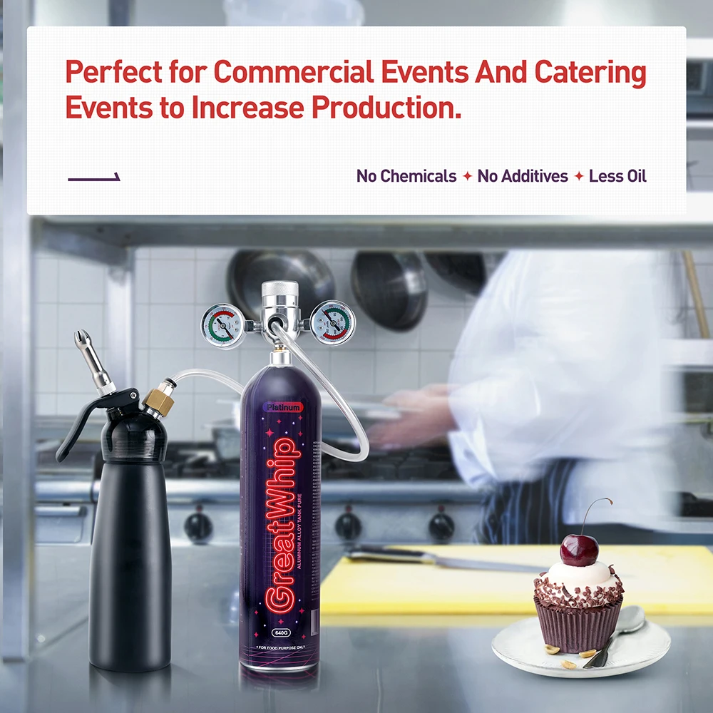 Lesoowhip Factory Wholesale Food Grade 0.95L Cream Chargers Aluminium 640G Whipped Cream Charger