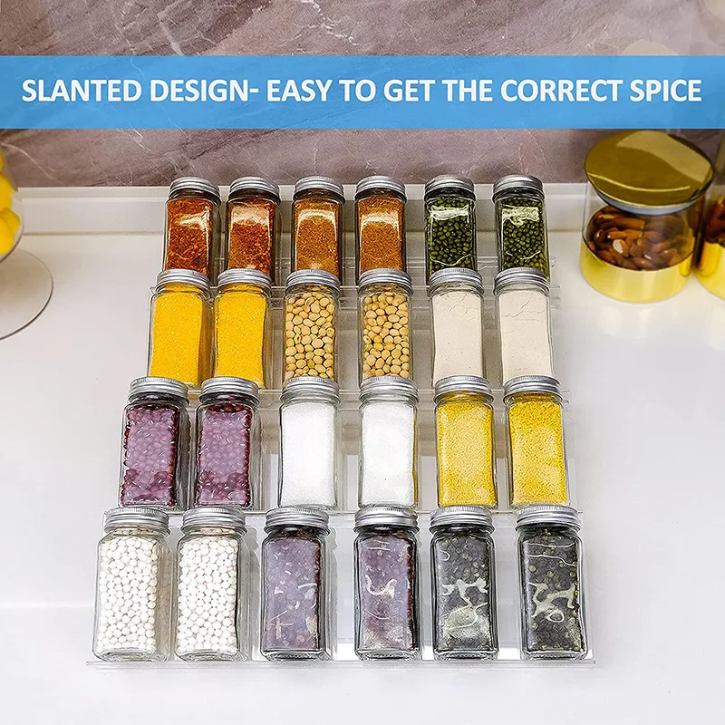 Multi-functional Acrylic In-drawer Spice Organizer Storage Rack