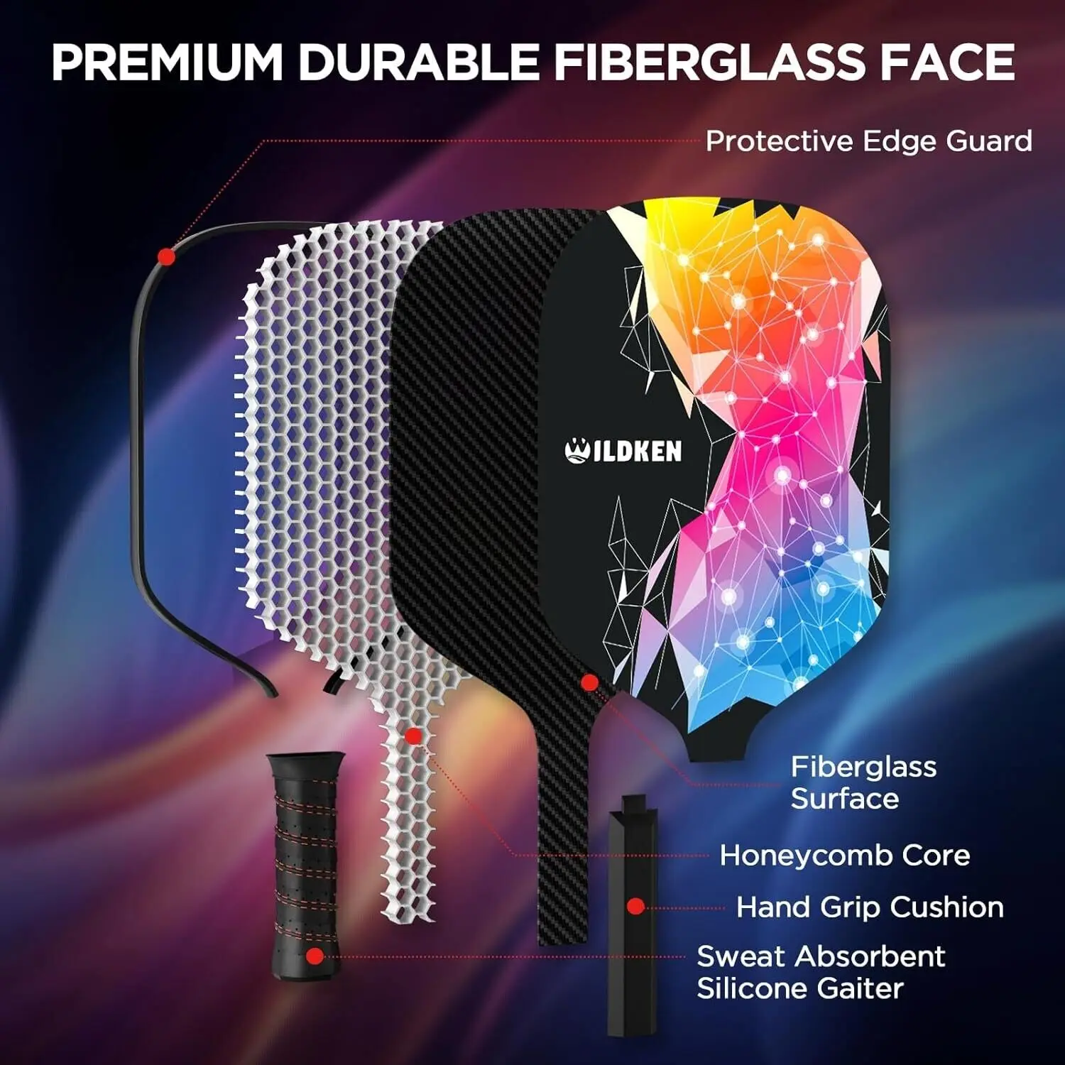 USAPA Custom 13mm Carbon Fiber Pickleball Racquet Set High Strength New Pattern Design Includes 2 Paddles 4 Balls