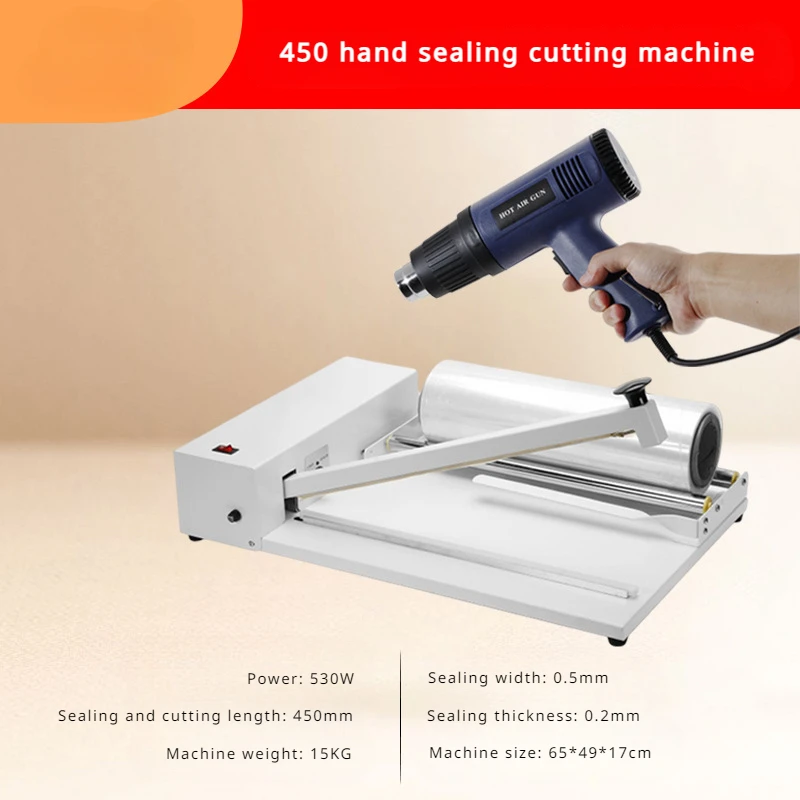 18inches 45cm 530W I-Bar Shrink Wrap Sealer Machine with Heat Gun for PVC POFA Film Service Equipment
