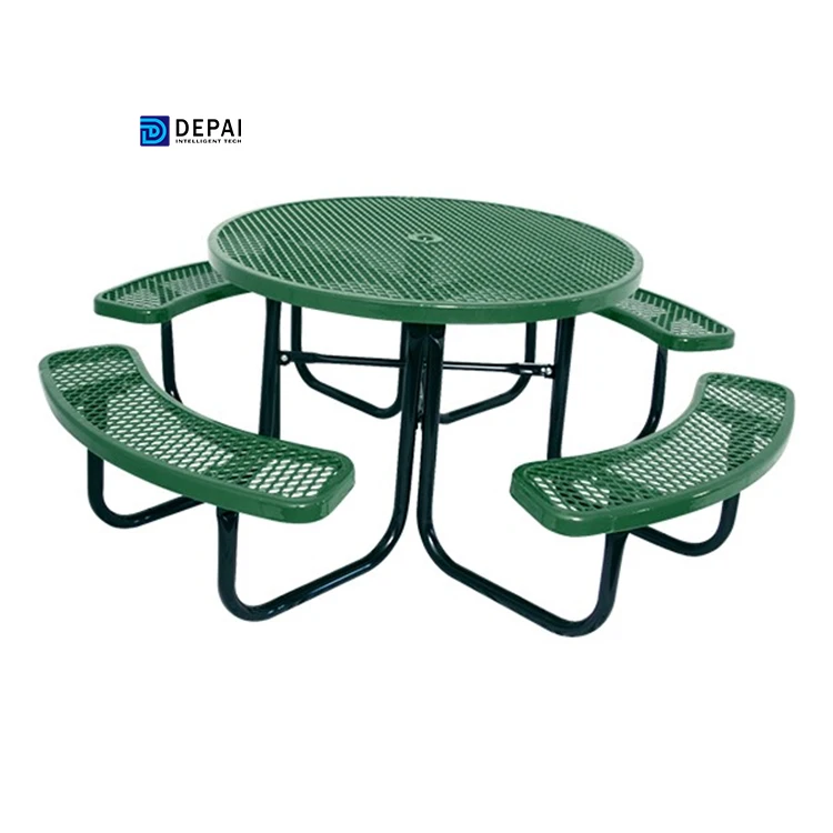 Outdoor Furniture Portable Expanded Metal Round Picnic Tables for Garden