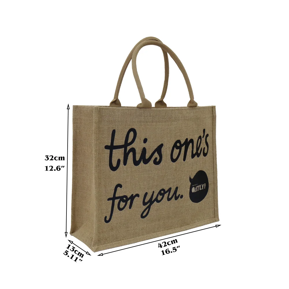new laminate large waterproof custom jute fashion burlap tote bags mini reusable jute shopping bag with custom printed logo