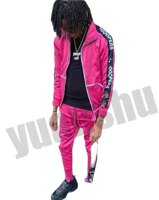 Custom men high quality streetwear Sweatsuit striped 3m reflective tracksuit