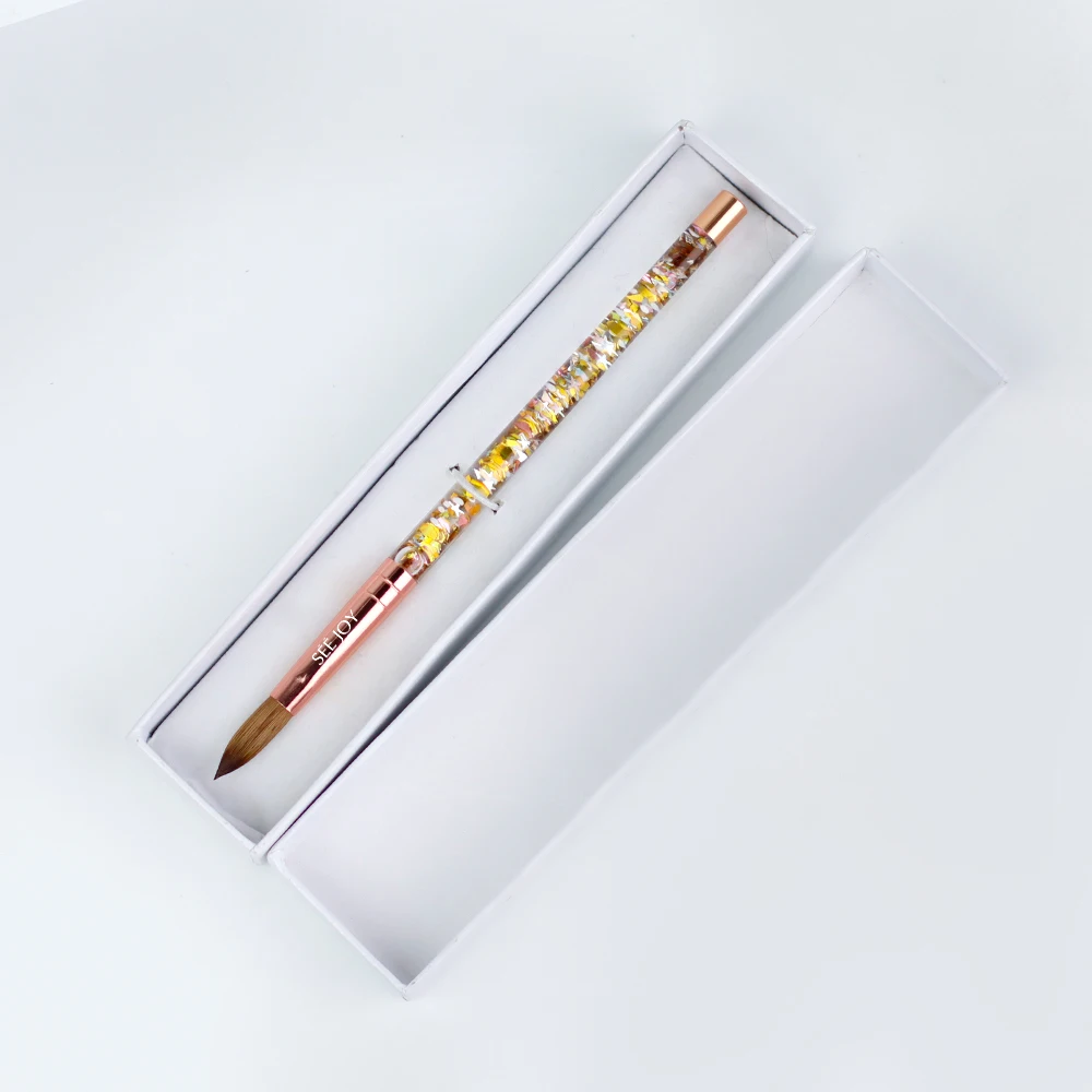 2022 частная маркировка розовое золото Кисть для ногтей 100% чистый колонский дизайн акриловый гель