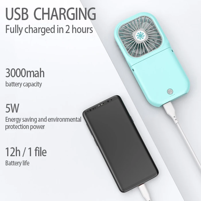 Led Car Neck USB Price Small Air Portable Rechargeable Mini Desk Fan with Water