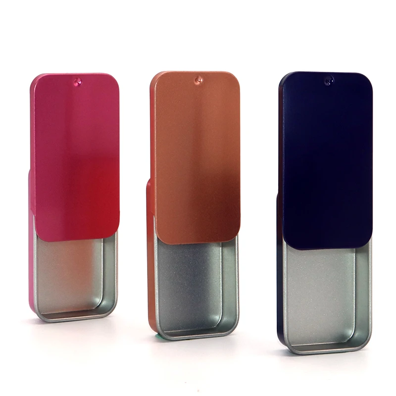 YEM Custom Small Rectangular Slide Top Metal Tin Box Solid Perfume Storage Slide Cover Lid Candy Mint Tin tin pre roll case