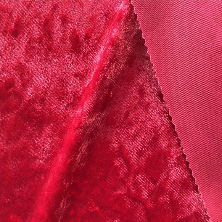 KS polyester spandex knitted warp 4 way stretch crushed ice velvet dress fabric with for clothing