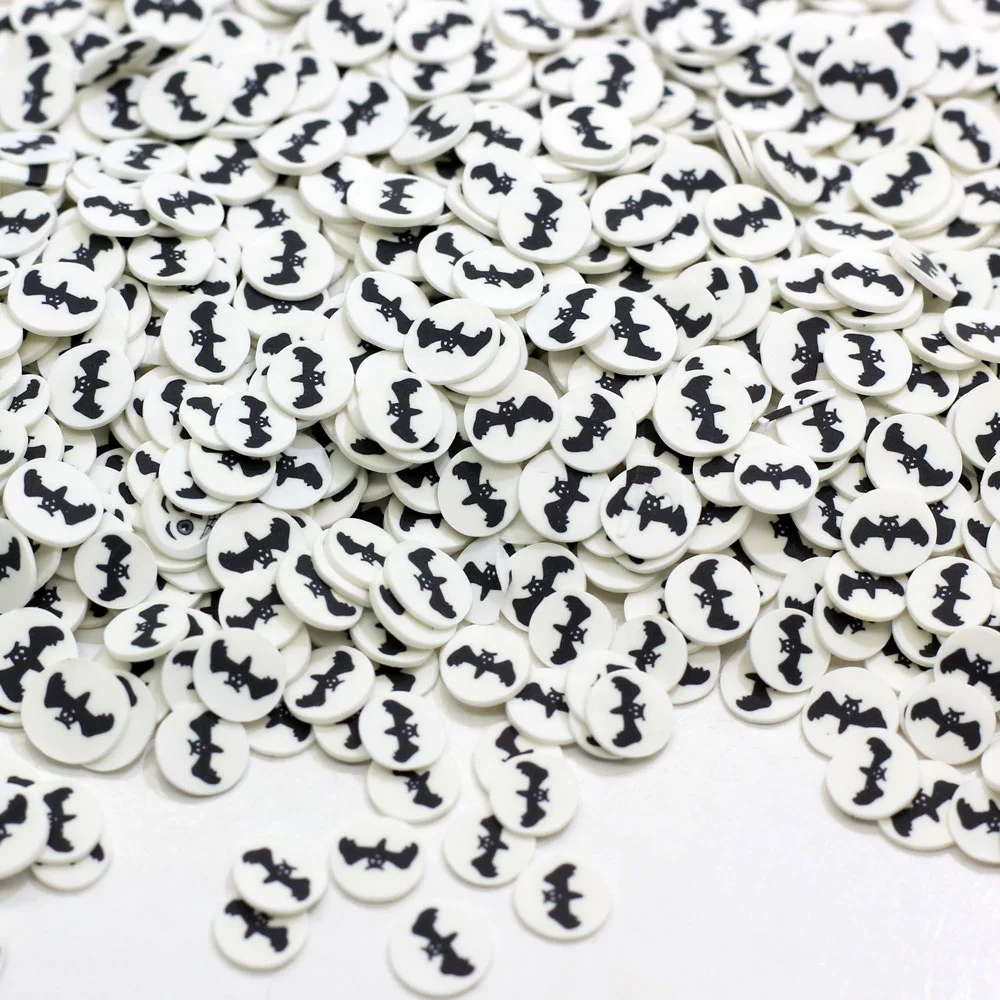 
New Arrival 5mm Halloween Ghost Bat Cobweb Black Cat Polymer Clay Sprinkles for Halloween Decoration 