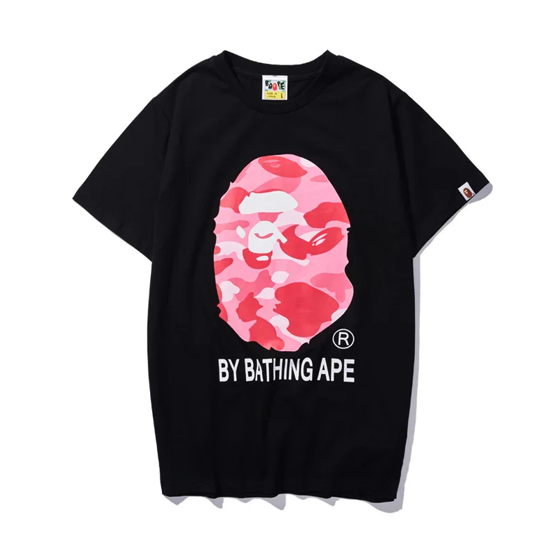 High Quality Wholesale Ape Camouflage Cartoon Print T-shirt Casual Loose Round Neck Short Sleeve Men T-shirts