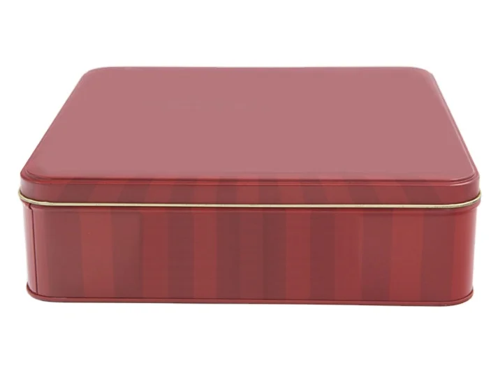 Большая квадратная жестяная коробка, жестяная банка для еды, металлическая коробка для печенья