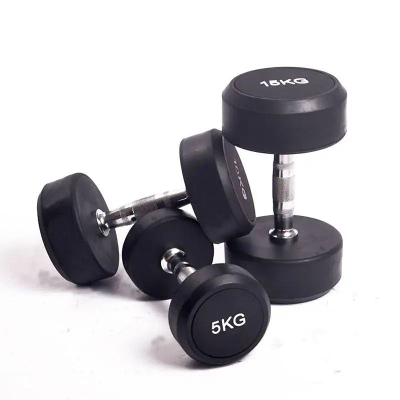 Hot Sale Round Rubber Dumbbells 20 Kg 25kg 40kg 50kg Home Gym Equipment Urethane Dumbbells Round Dumbbells