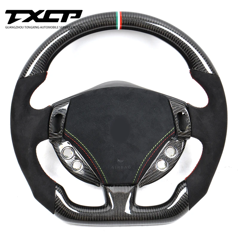 Custom Alcantar carbon fiber steering wheel For Maserat-i Gran Turism-o 4.2 4.7 2004-2011 Quattroport-e racing wheel convertible