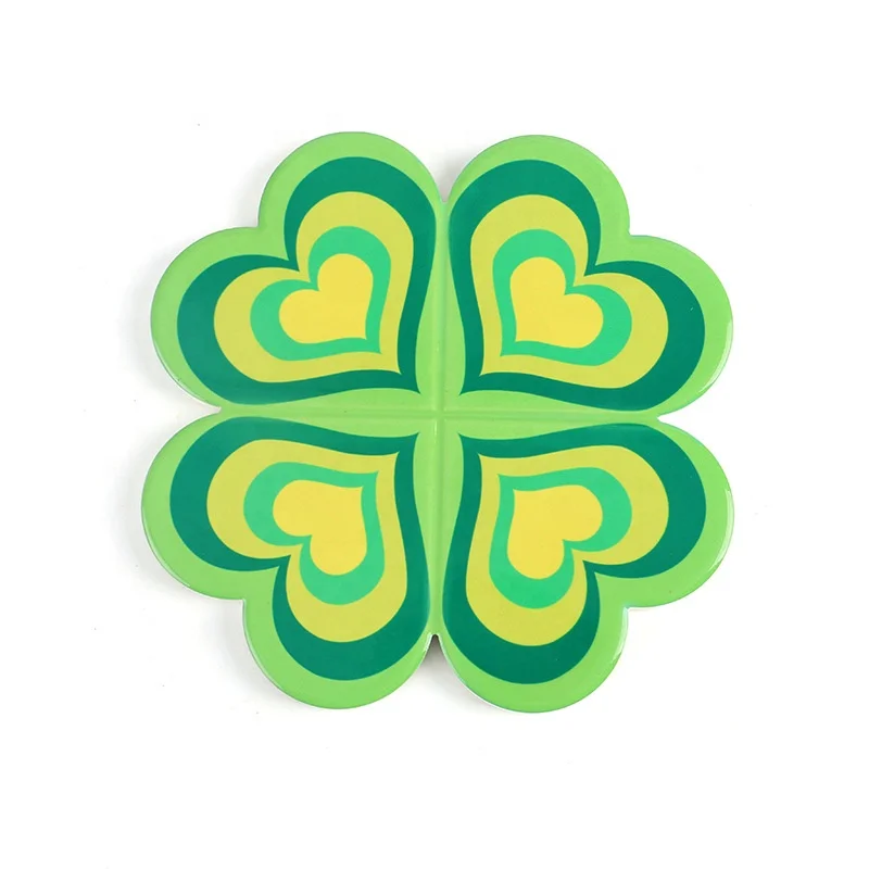 Creative four-leaf clover placemat ceramic pot mat Home daily kitchen love printed bowl mat kitchen cork table mat