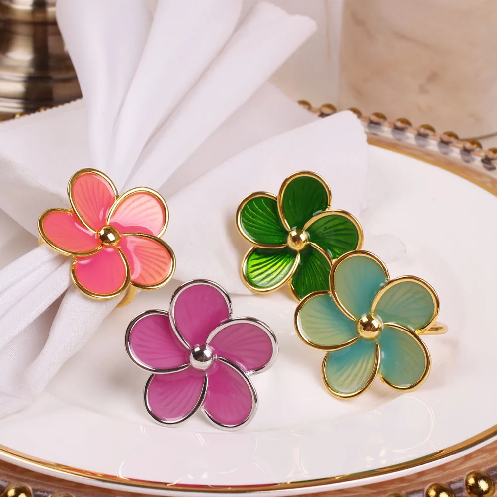 Flowers new Hot selling china made leaf christmas napkin ring for weddings