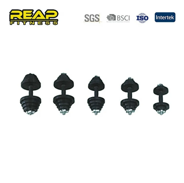 Reapbarbell Gym basic equipment 25kg black rubber dumbbell set