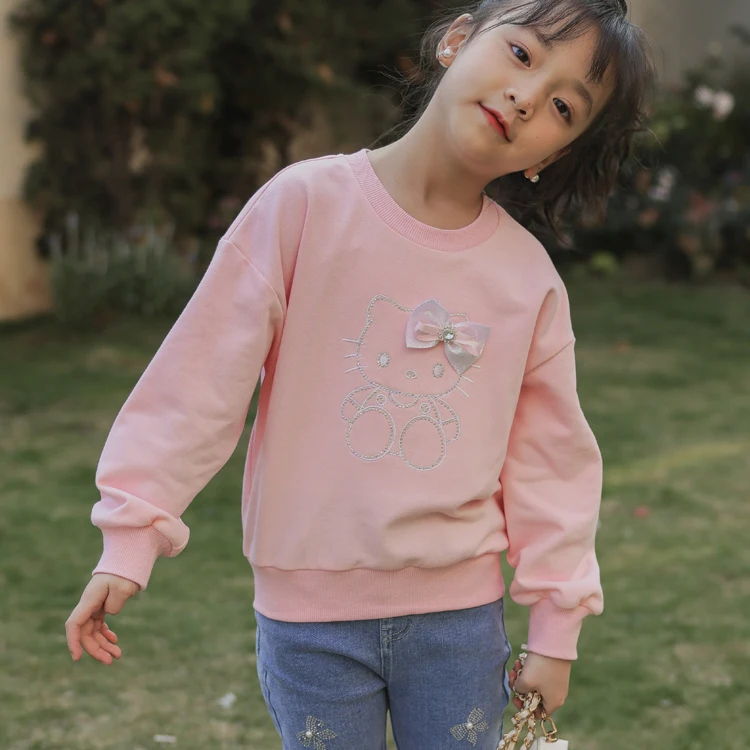 Toddler Clothes Toddler Girl Hoodies Kitty Cartoon Pink Pullover Children Tracksuits Clothing K ids Cotton Sweatshirt Hoodie